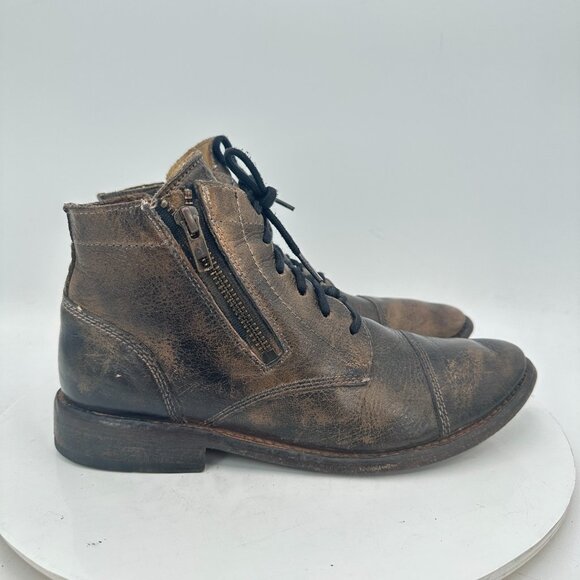 Bed Stu Cobbler Series Women Size 7.5 Brown Distressed Leather Dual Zip Boot - Picture 4 of 12
